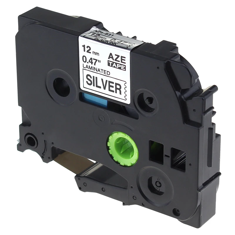 Лейблайф 2 Пак ТЗе-931 Черный на Серебристом 12мм Ленточка для брошюры Brother P-Touch PT-1230PC PT-9600 PT-D200 Принтер.