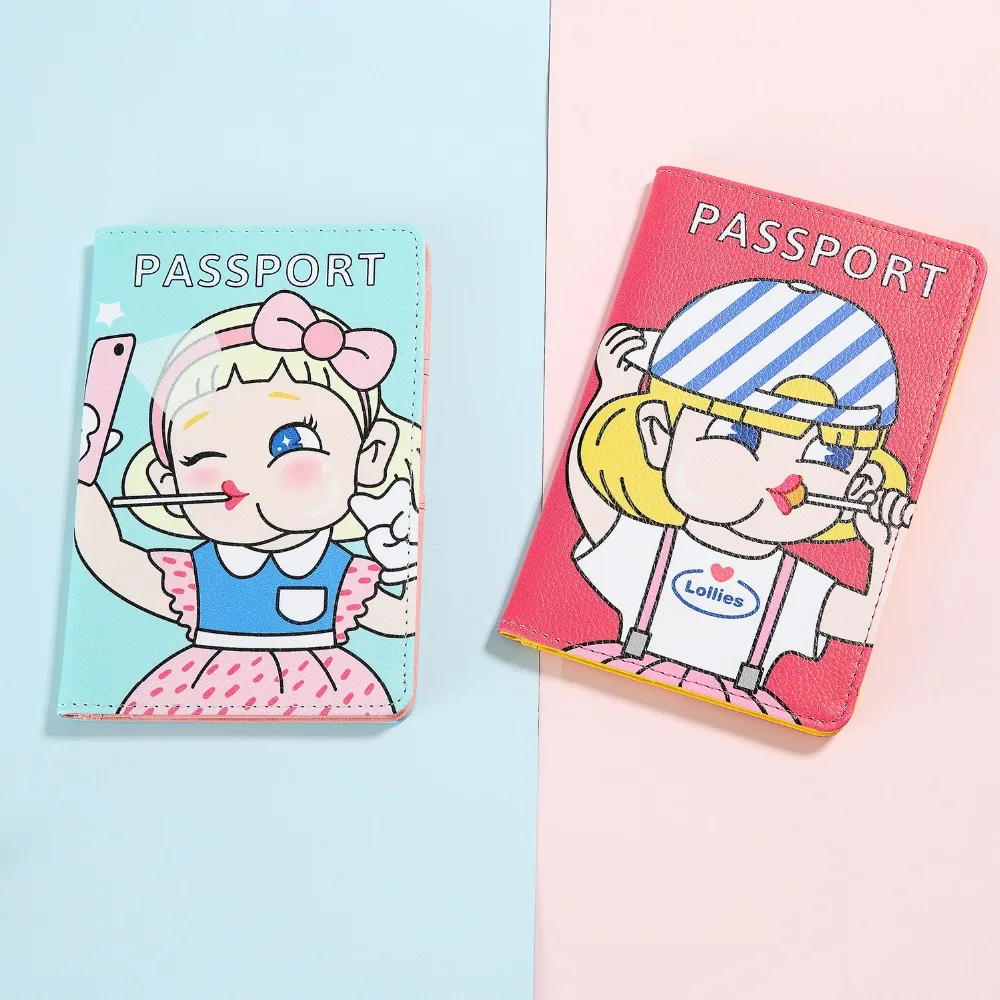 

Travel Catoon Leather Waterproof Passport Cover Holder For Women Girls Business Credit Card Ticket Holder Pocket Accessories