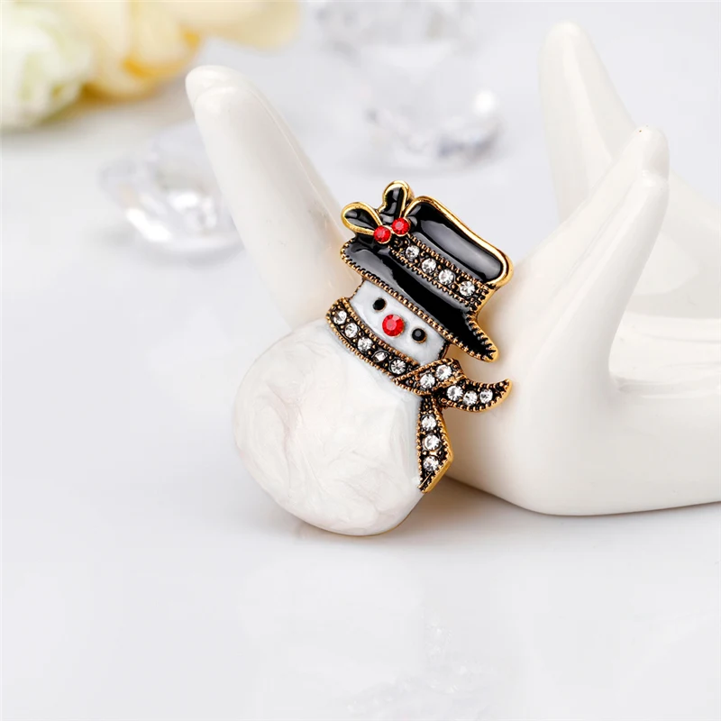 Рождественская брошь &quotСнеговик&quot серебро/золото кристалл броши для женщин