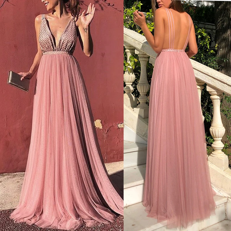 Элегантное праздничное вечернее сексуальные дамские женские на бретельках без