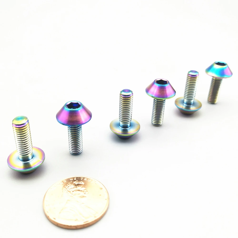 Титановые болты M5 M5x15mm тормозной болт Ti DIY разноцветный зонтик Шестигранная розетка титановые винты Ti крепеж 6 шт
