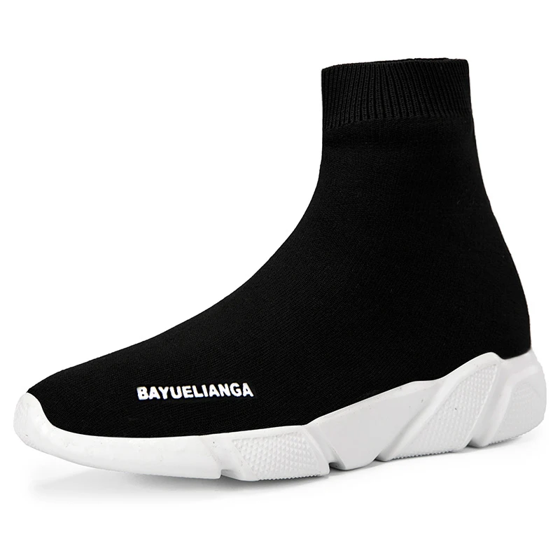 White Sole-04 ZHENBAILI размера плюс 45, 46, 47, мужские и женские кроссовки с высоким берцем на толстой подошве, тянущиеся носки, Повседневная прогулочная обувь на плоской подошве - Цвет: White Sole-04