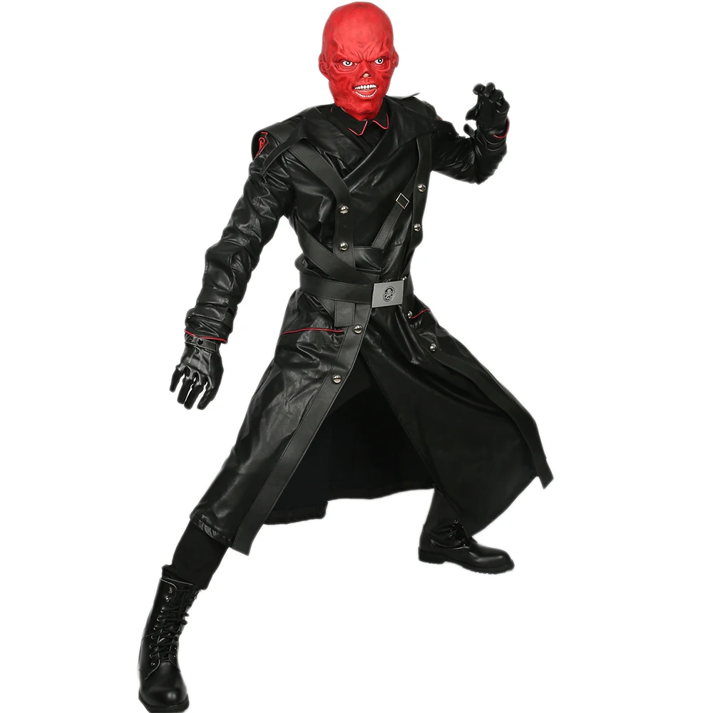 XCOSER Капитан Америка красный череп костюм мужской крутой фильм косплей костюмы наряд мужской черный из искусственной кожи хлопок косплей наборы