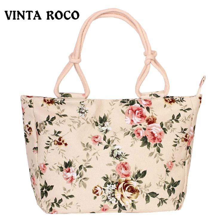 Женская Холщовая Сумка Vintaroco большая сумка на плечо с цветочным принтом молнии