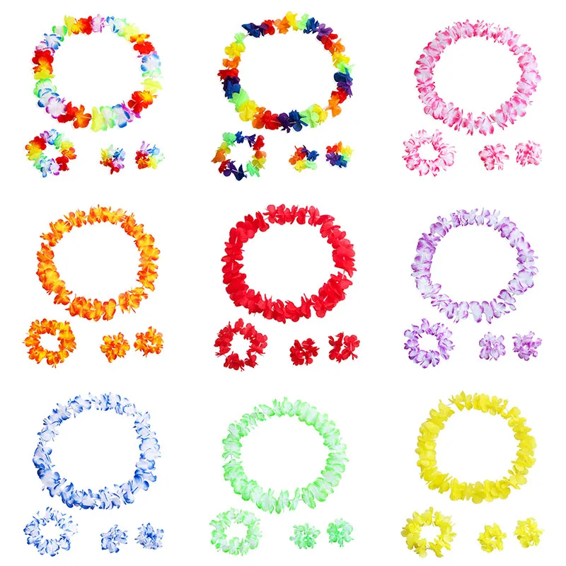 4 шт./компл. Гавайские вечерние гирлянды Костюм Хула венок ожерелье браслеты для