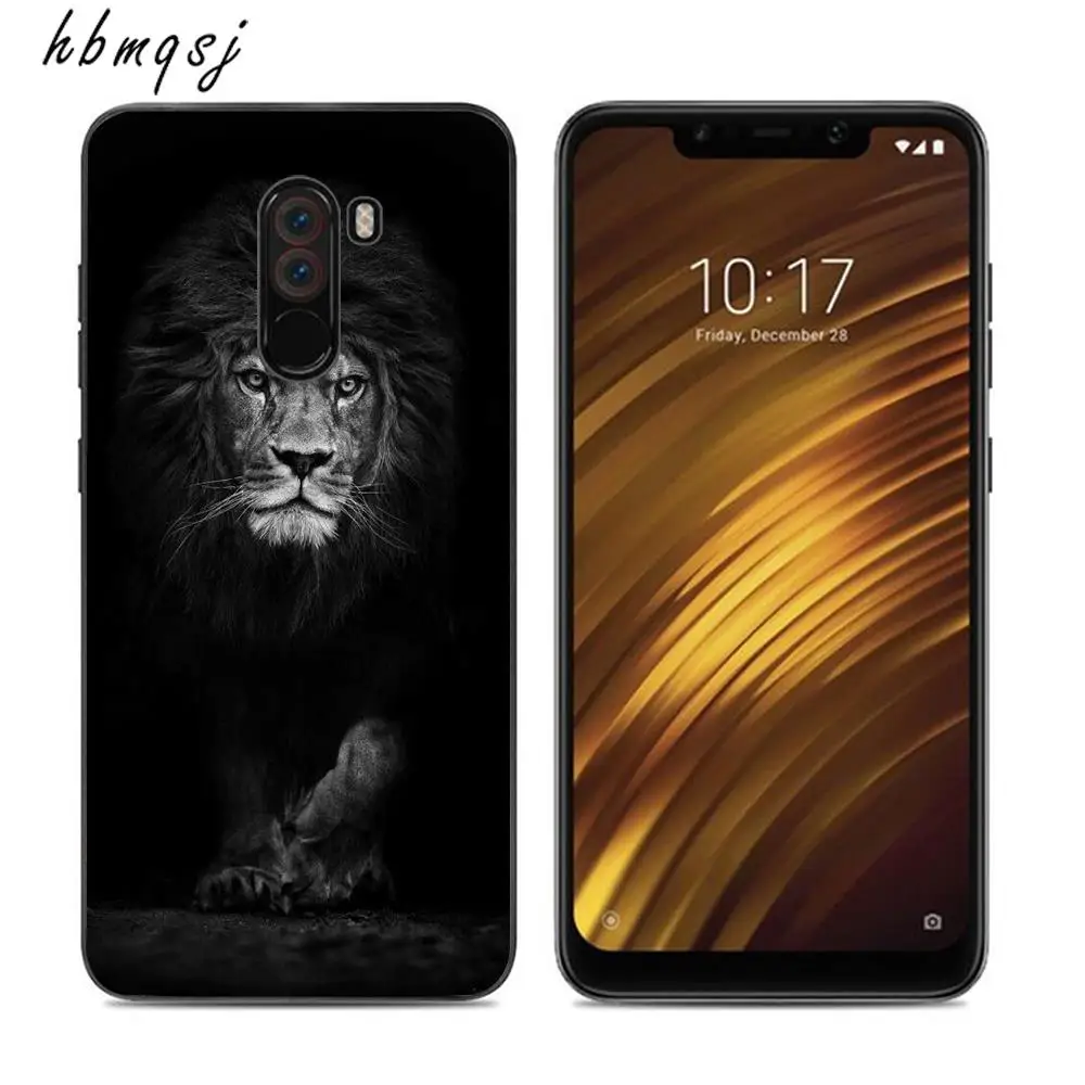 Чехол с рисунком для xiaomi pocophone f1 силиконовый мягкий чехол из ТПУ черного цвета