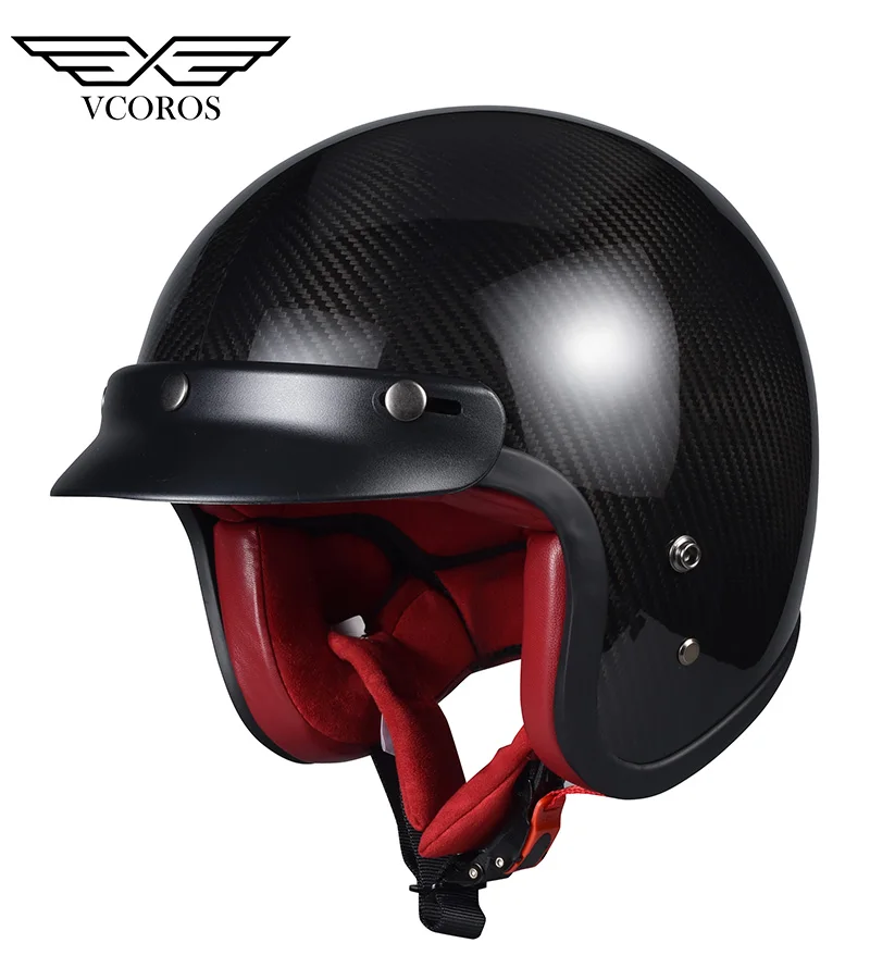 VCOROS мотоциклетный шлем из углеродного волокна с открытым лицом винтажные Ретро