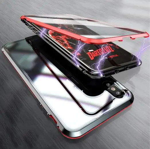 Магнитный чехол для iPhone XR XS MAX X 8 7 6 6S Plus двухстороннее закаленное стекло