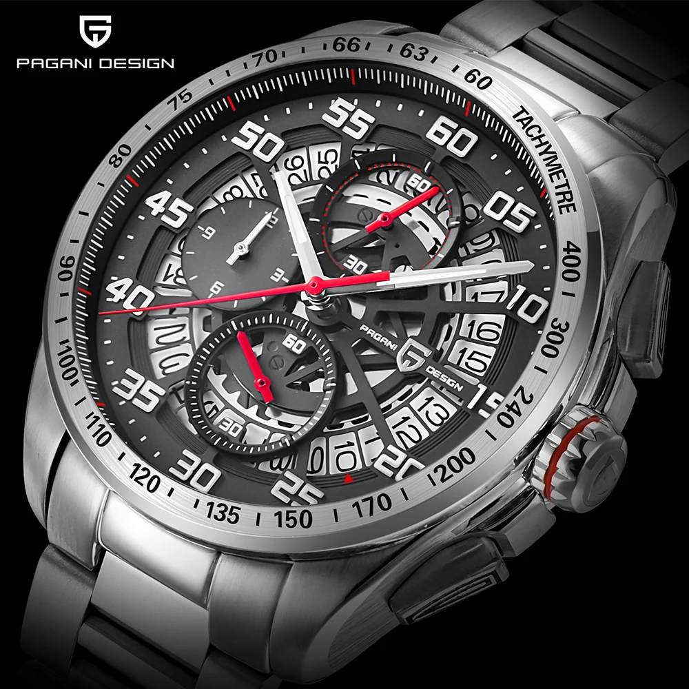 Pagani Модные полые циферблаты мужские часы люксовый бренд стальные Relogio Masculino