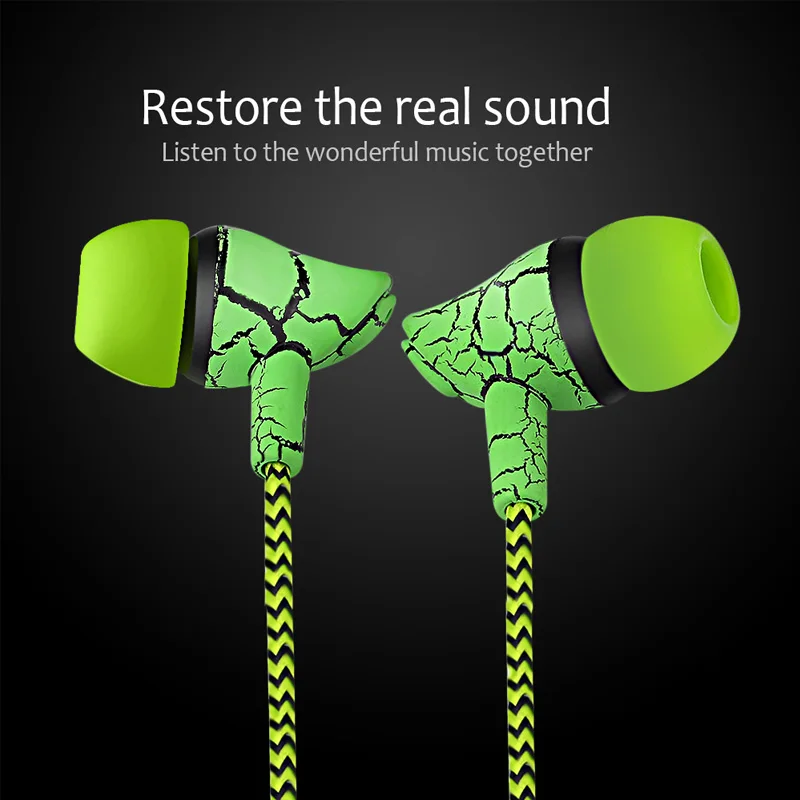 Stereo Earphone 3.5mm In Ear HIFI noise cancelling cloth Crack Headset Earbuds with microphone for xiaomi huawei iphone | Электроника