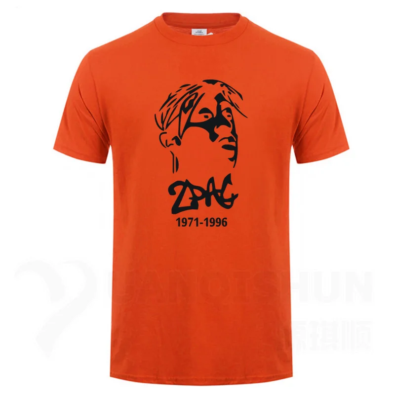 Orange Thug Life Tupac 2PAC знаменитости портрет футболка хип-хоп рэп рок Мужская футболка модная мужская футболка с круглым вырезом хлопковые топы футболки - Цвет: Orange