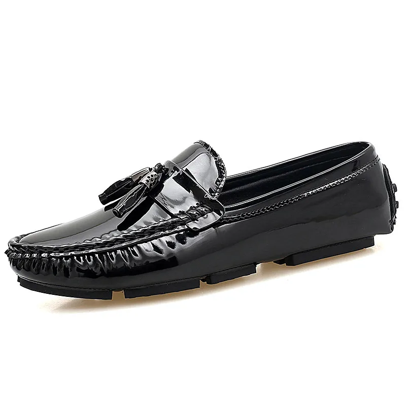 AGSan Silver Men Tassel Loafers Solid Color Driving Shoes for Slip On Lazy Black Mocasines Hombre PU Mens Flat | Обувь