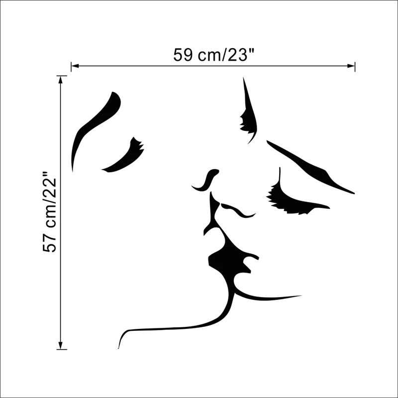 

hot selling loving kiss wall stickers home decoration for living room removable art diy decals vinyl black