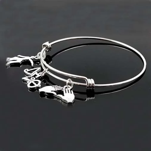 stainless steel Перевозка груза падения DST письмо розово-Шарм браслет для подарок для сестры ювелирные изделия Дельта Сигма Тета Sorority Шарм Браслет - Окраска металла: stainless steel