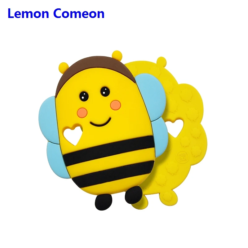 Bee BPA Бесплатно Силиконовый Прорезыватель для зубов коала, овца, пчела, Прорезыватель для зубов, детский прорезыватель, животное, кролик, жевательная игрушка, продукт для кормления, 1 шт., Прямая поставка - Цвет: Bee