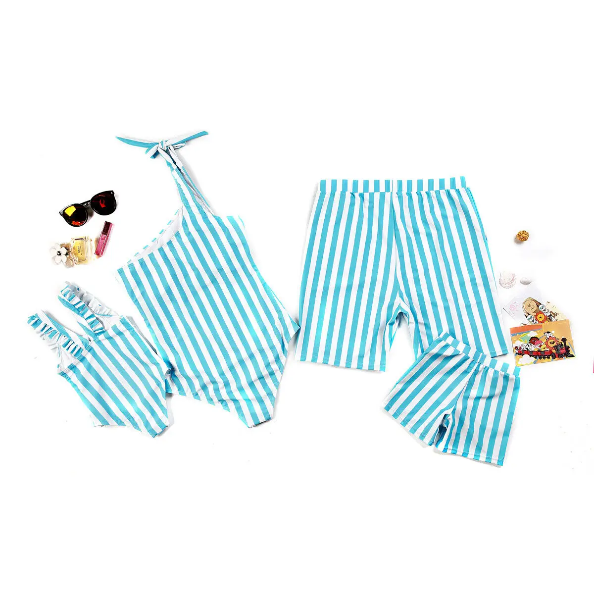 Модные Семейные купальники одинаковые купальные костюмы для мамы папы мальчиков