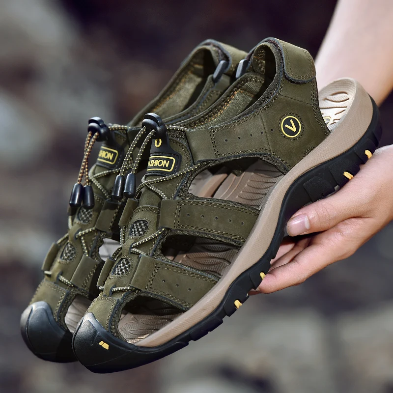 Classic Men Soft Sandals Comfortable Summer Shoes Leather Big Size Roman | Обувь