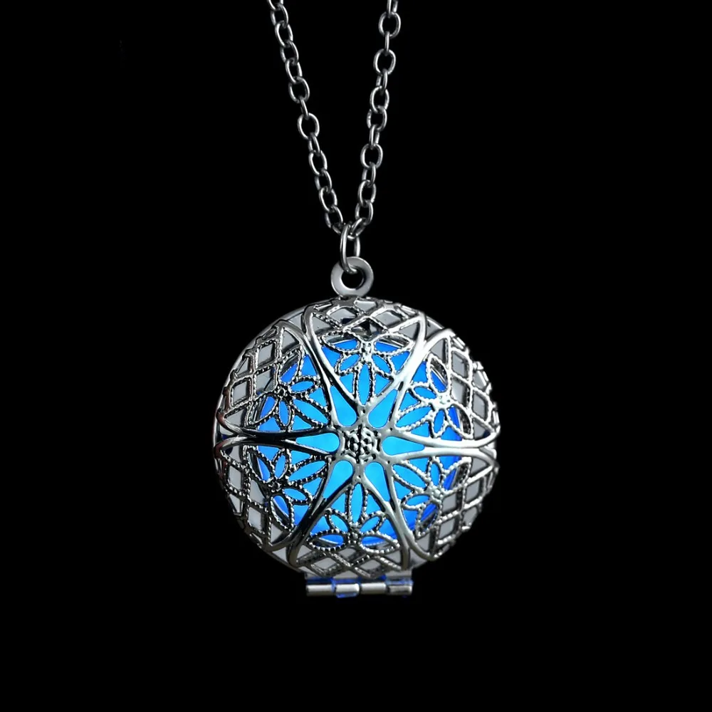 Ожерелье с цепочкой 2015 модное светящееся сердце круглый медальон светится в