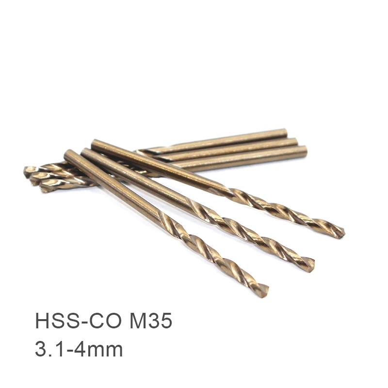 10 шт. 3,1 3,2 3,3 3,4 3,5 3,6 3,7 3,8 3,9 4,0 мм HSS-CO M35 кобальтовая сталь с цилиндрическим хвостовиком сверло биты для Нержавеющая сталь