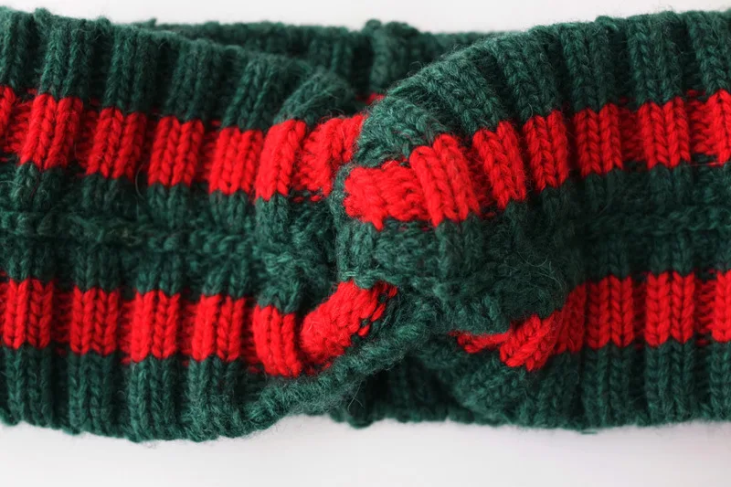 ETHQFF женские аксессуары для волос в полоску шерсть вязание винтажный головной