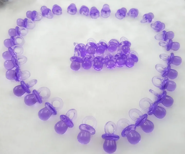 

New 500pcs Clear Purple Mini Acrylic Baby Pacifier Shower Supplies Baby Party Decoration Game Supplies-12*21mm