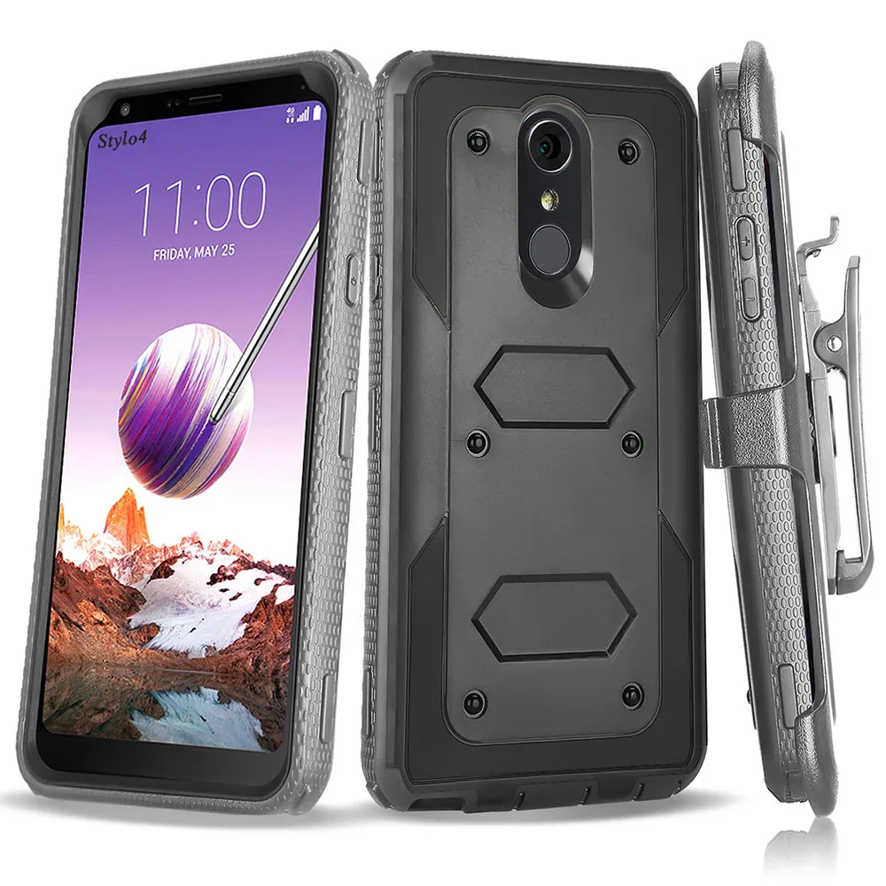 Для LG Stylo 4 Q710MS/Q Stylus Plus чехол сверхпрочный гибридный прочный с зажимом для ремня