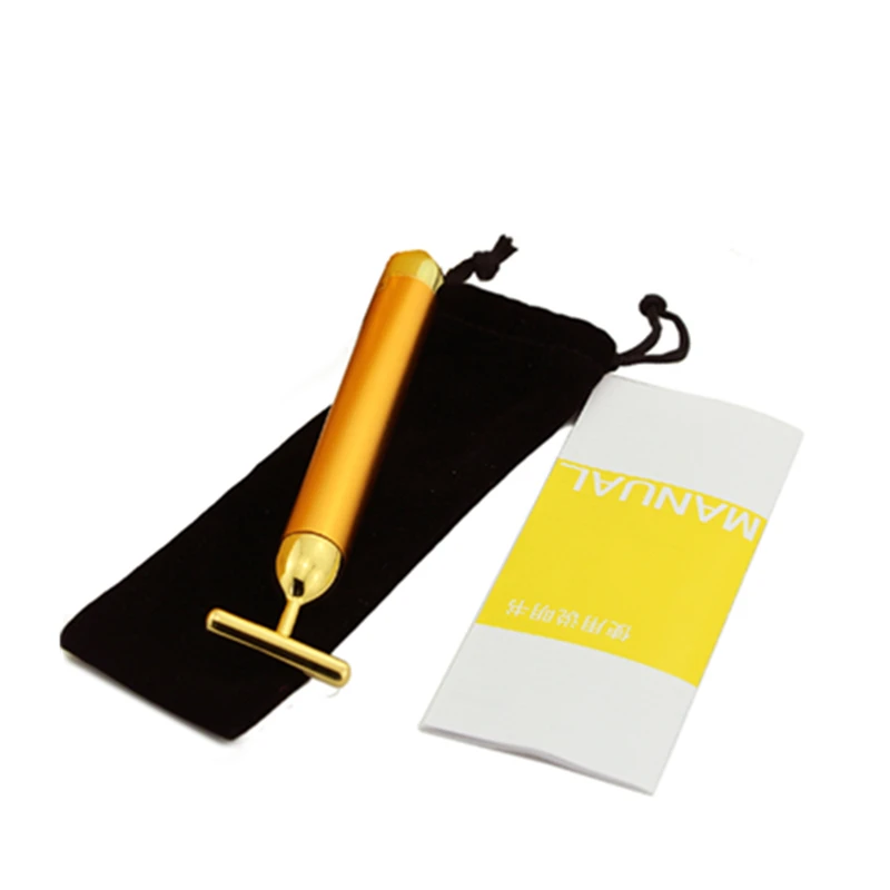 24k Gold Energy роликовый лицевой лифтинг ролики против морщин Т-бар для лица вибрационное массажное устройство для стягивания кожи уход за кожей