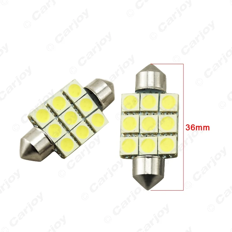 LEEWA 50 шт. белый 36 мм 39 41 9SMD 5050 Автомобильный светодиодный светильник s Festoon Dome 12 В #