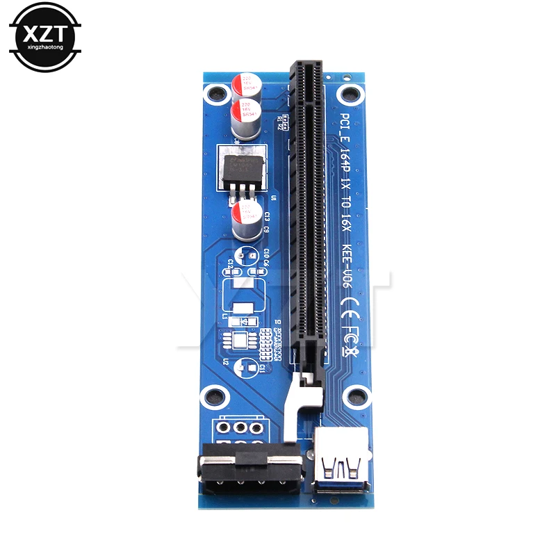 Райзер-карта VER006 PCI-E PCI Express PCIE 1X до 16X адаптер 60 см USB 3 0 кабель SATA 4Pin Molex для майнинга