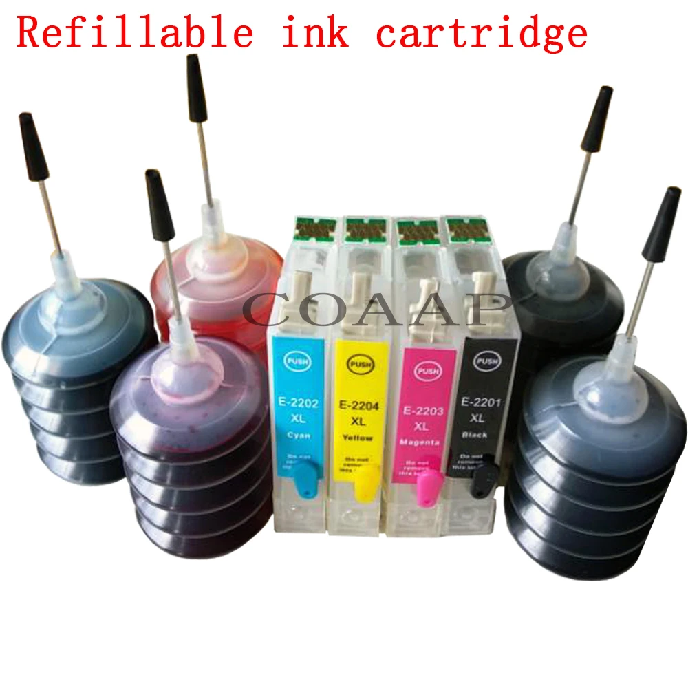 Многоразовый набор чернильных картриджей для EPSON XP 320 420 424 WF 2630 2650 принтера + 150 мл