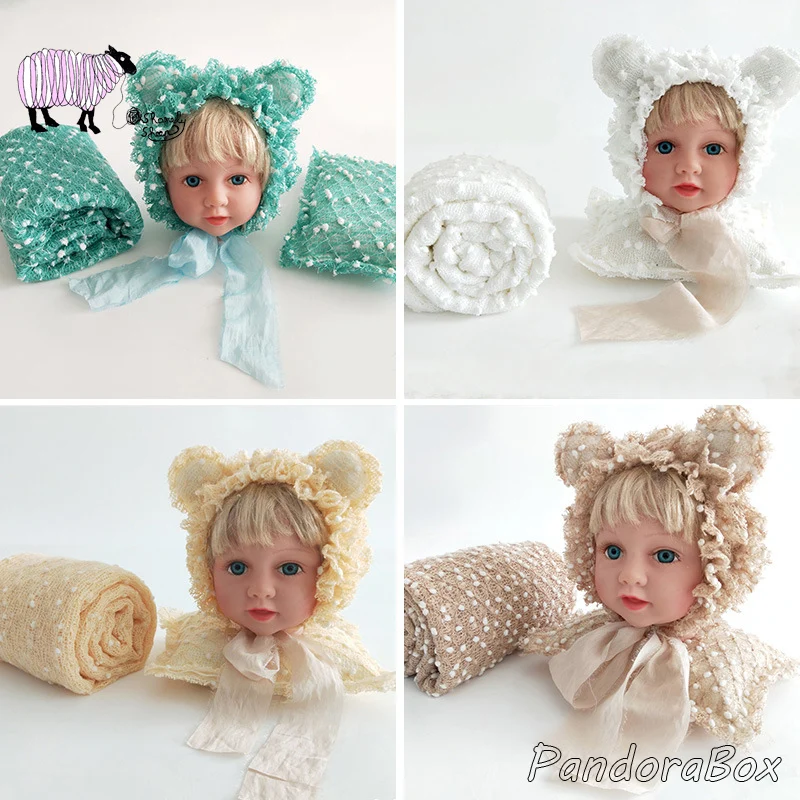 Шапка в горошек для новорожденных стрейч реквизит фотосессии шапка медвежонка