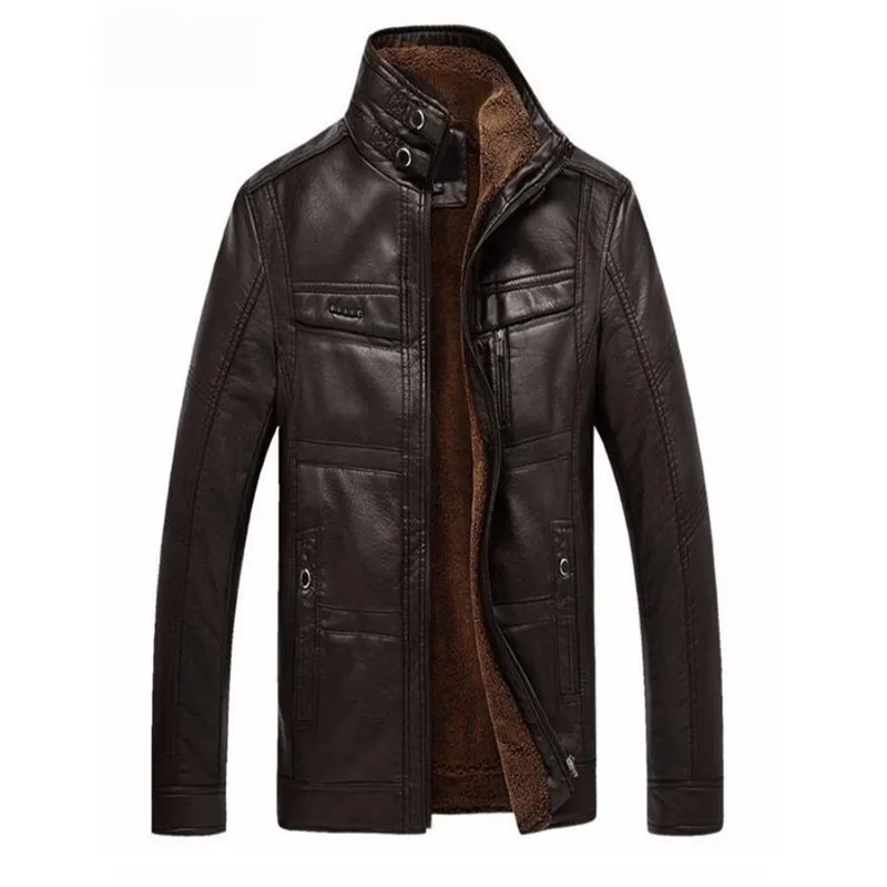 Мужская куртка из ПУ кожи с искусственным мехом размеры до 5XL|brand leather jacket men|leather