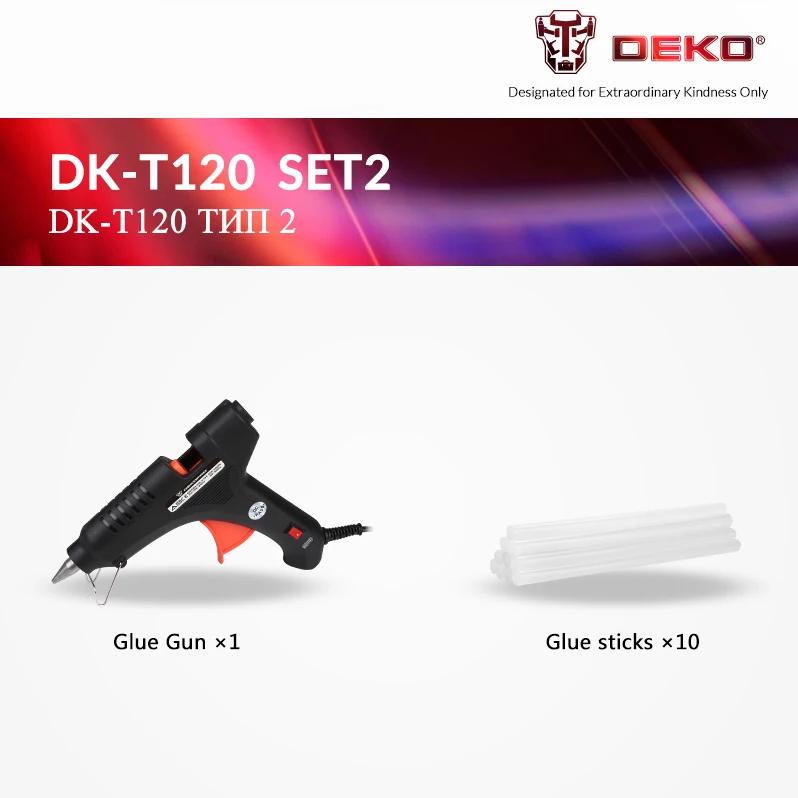 DK-T120-S2 DEKO 30 Вт 80 Вт 120 Вт 100-240(в) штепсельная вилка ЕС термоплавкий клеевой пистолет с клеевым стержнем промышленные пистолеты термо Электрический термотемпературный инструмент - Цвет: DK-T120-S2