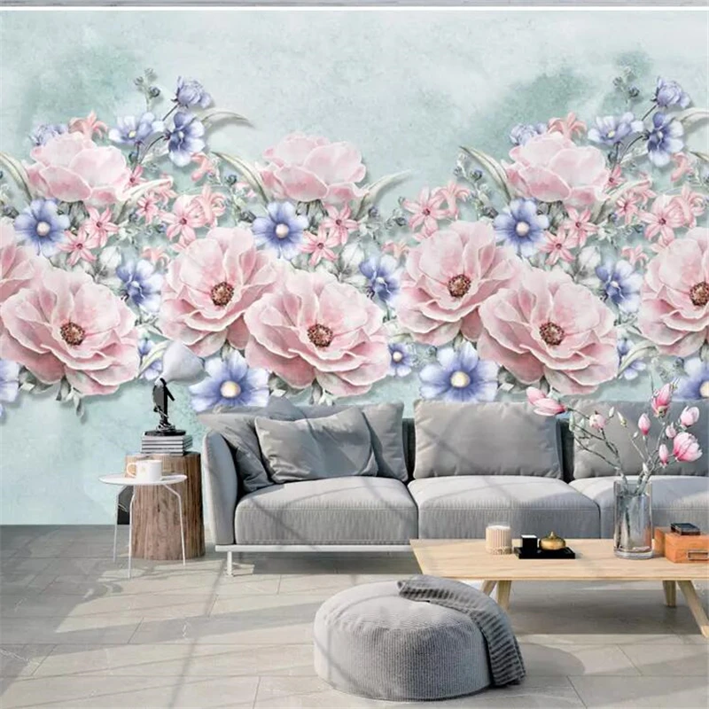 wellyu Nordic small fresh hand-painted watercolor cartoon flowers garden wall custom large murals environmental wallpaper | Обустройство