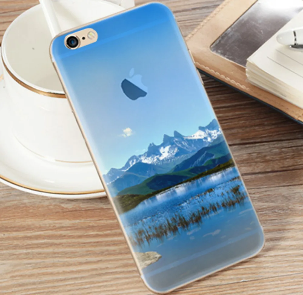 Landscape Scenery Case For iphone 7 6 6s Plus Mountain Building Sea Flower Nature View Soft Back cover 5 5s SE | Мобильные телефоны