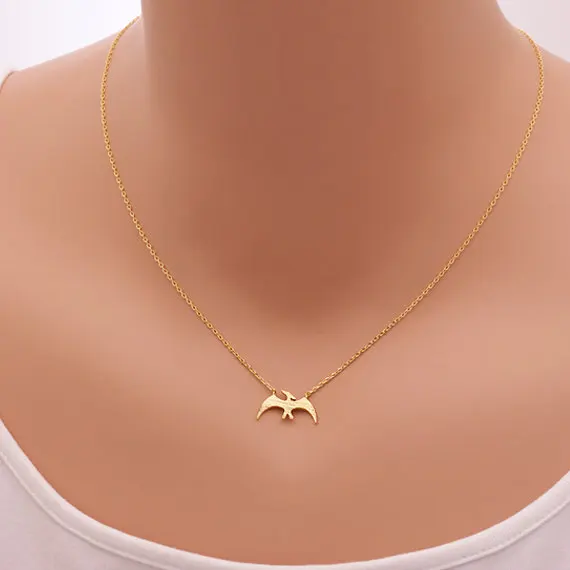 Модное Золотое серебряное ожерелье Pterodactyl ожерелья с динозавром Pterosaur Подвески