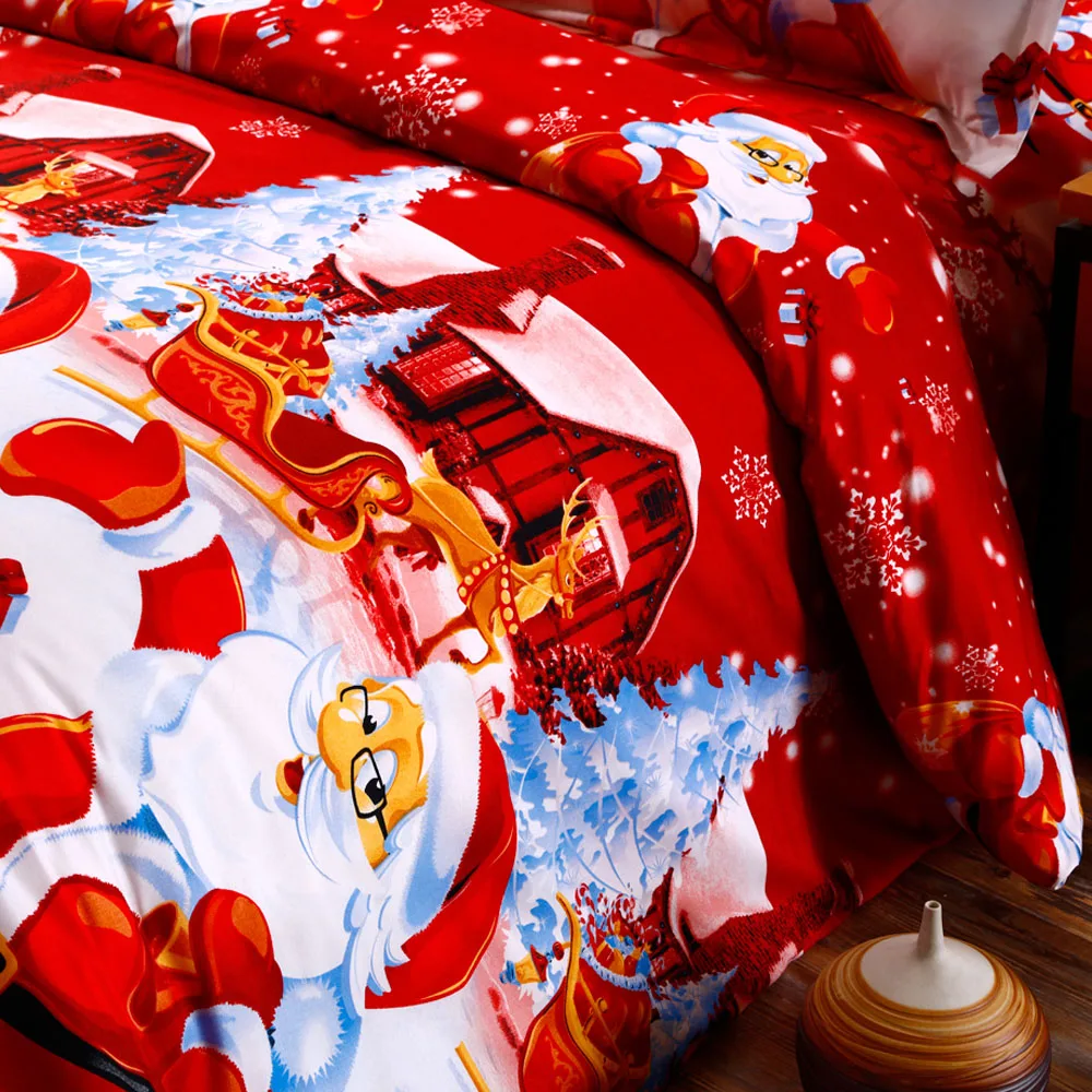 3D и мультипликационным принтом «Merry Christmas Санта Клаус комфорт постельное бельё Стёганое одеяло чехол+ подушка чехол 3 шт. Детские подкладке; детская куртка на подкладке из хлопка; комплекты постельного белья