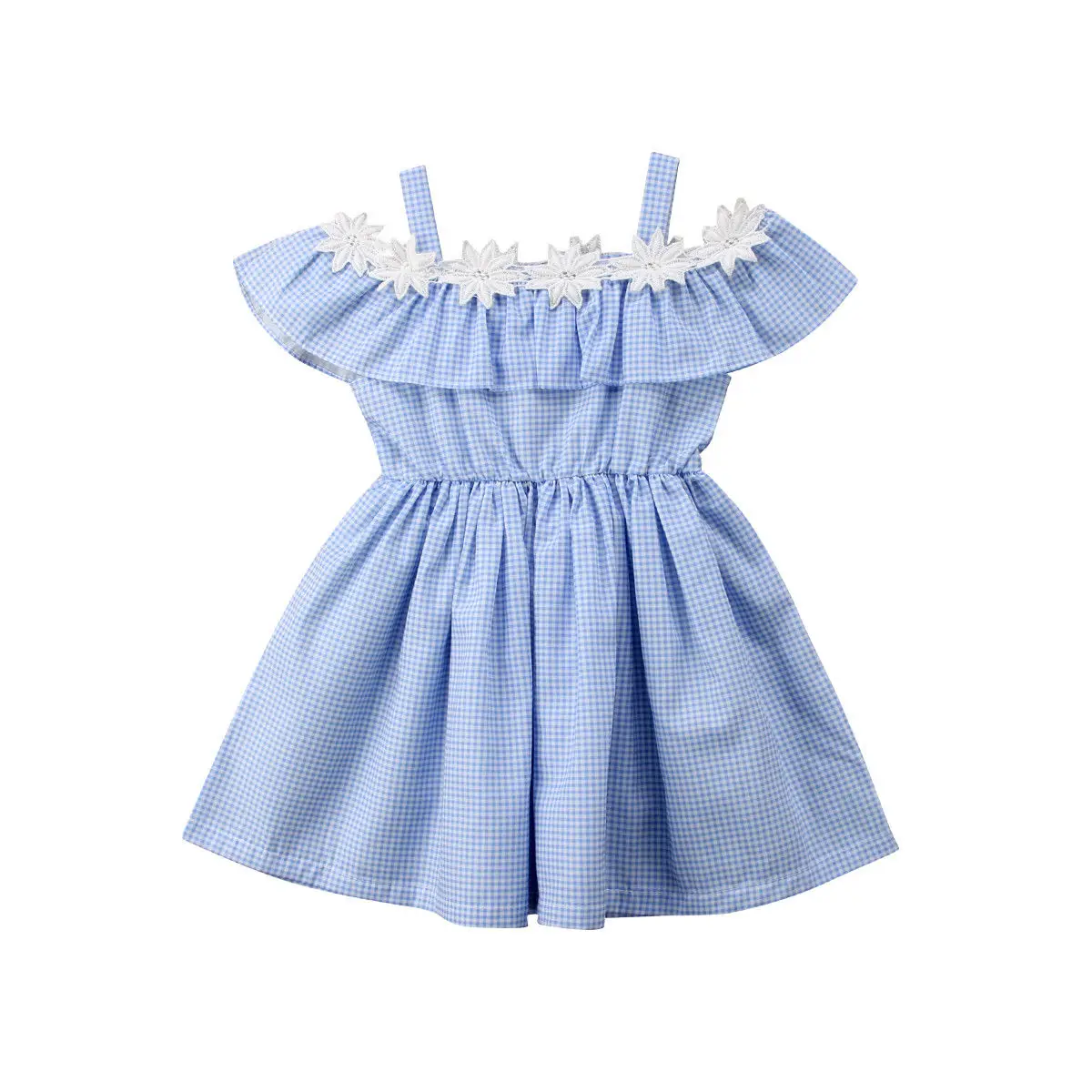 2018 NEW FASHION Toddler Kids Baby Girl Cotton Flower Off-shoulder Dress Clothes Summer sweet lovely plsid wild stylish CH | Детская