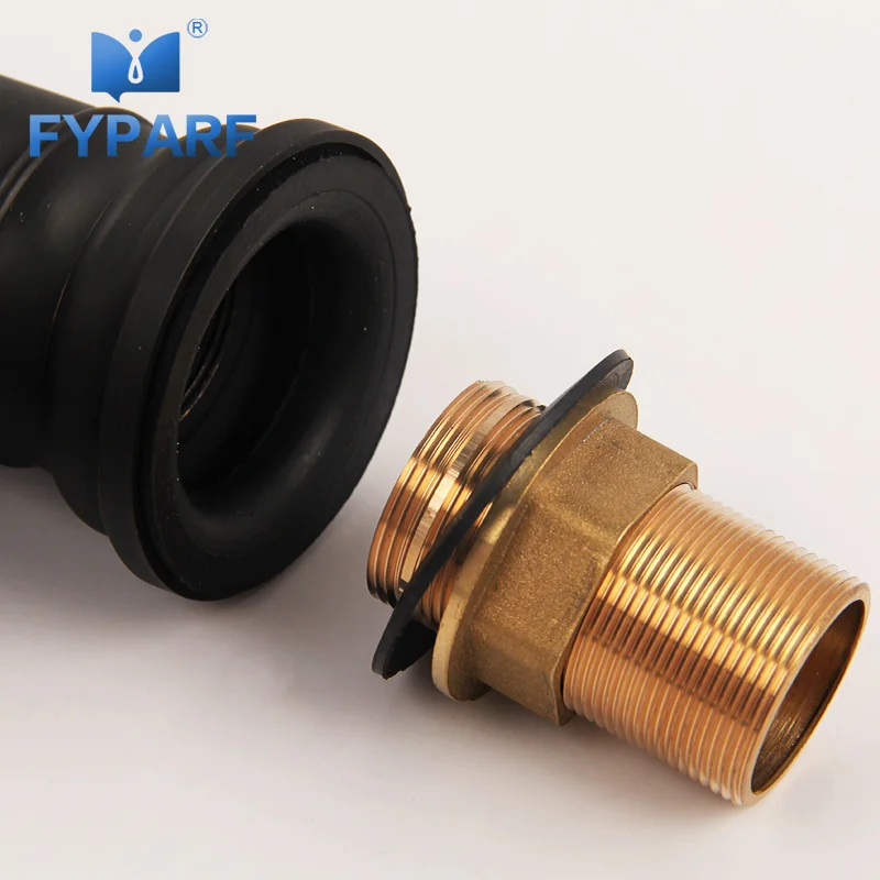 

FYPARF Waterfall Bathroom Faucet Brass Material Bathroom Basin Mixer Tap Deck Mount Cold Hot Black Matte Taps For Bathroom B1034
