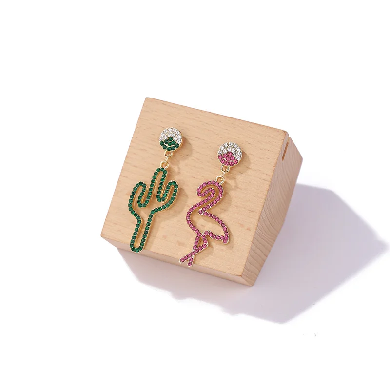 Sindlan хрустальные кактусы Фламинго Висячие серьги корейские Эффектные женские