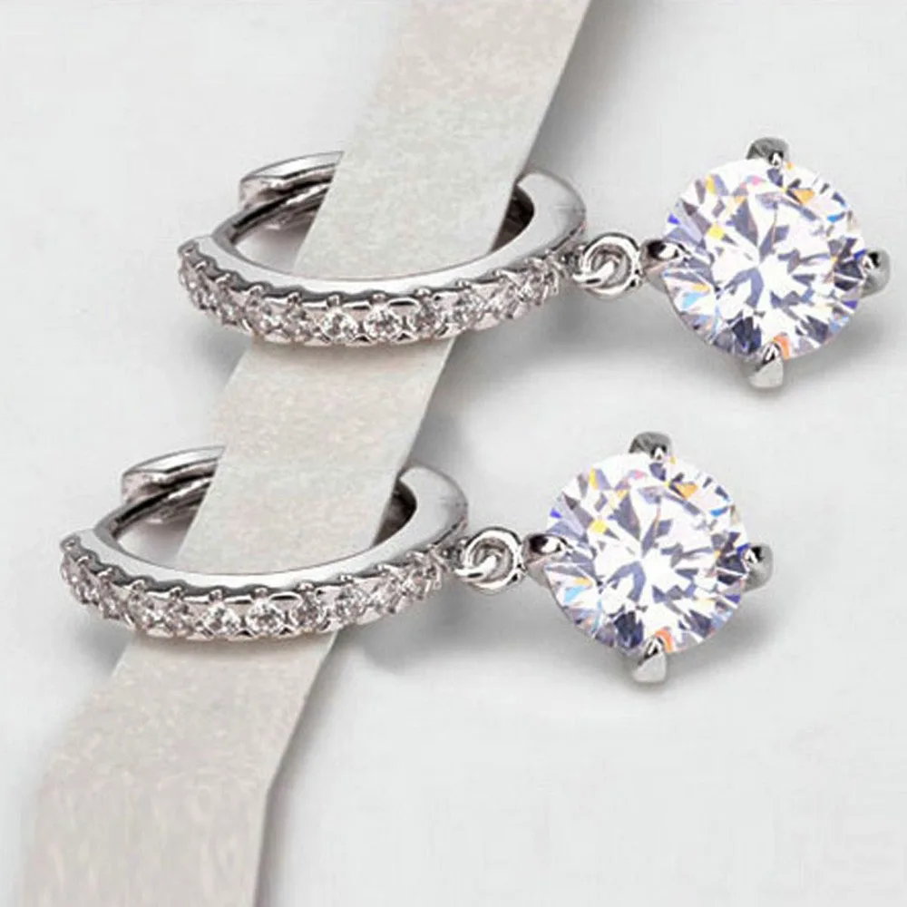 Luoteemi цикл с 8 мм 2ct Круглый CZ Серьги кольца крошечный маленький кубический циркон