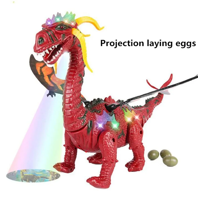 1pc red C Children Toys Electric Walking Dinosaur Toy Long Neck Lay Eggs Projection Lights Roar Sounds Kids Christmas Birthday Gifts - Цвет: 1pc red C