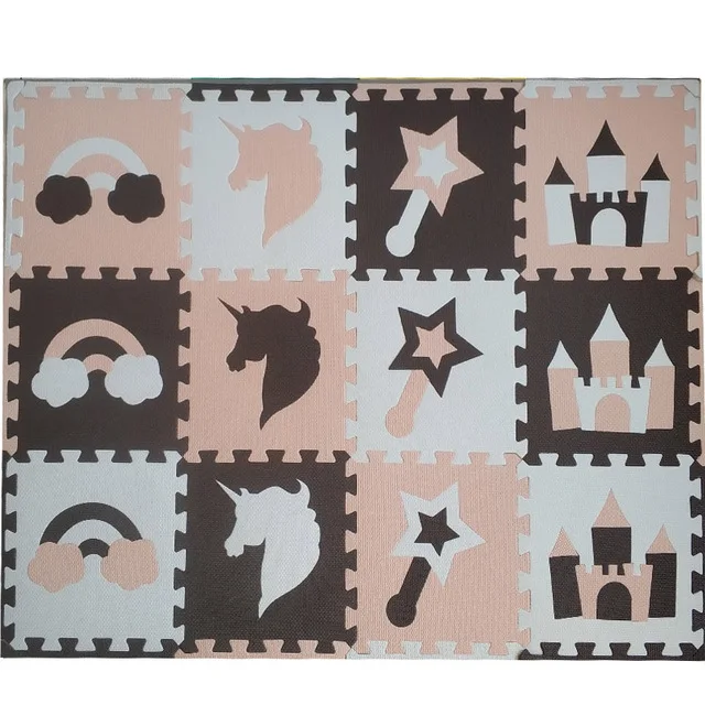 Coffee-Beige-White ОТК 8/24 шт. Единорог Стиль детская пена EVA головоломки игровой коврик/детский коврик ковер блокируя Циновка для детей Плитки 30*30*1 см - Цвет: Coffee-Beige-White