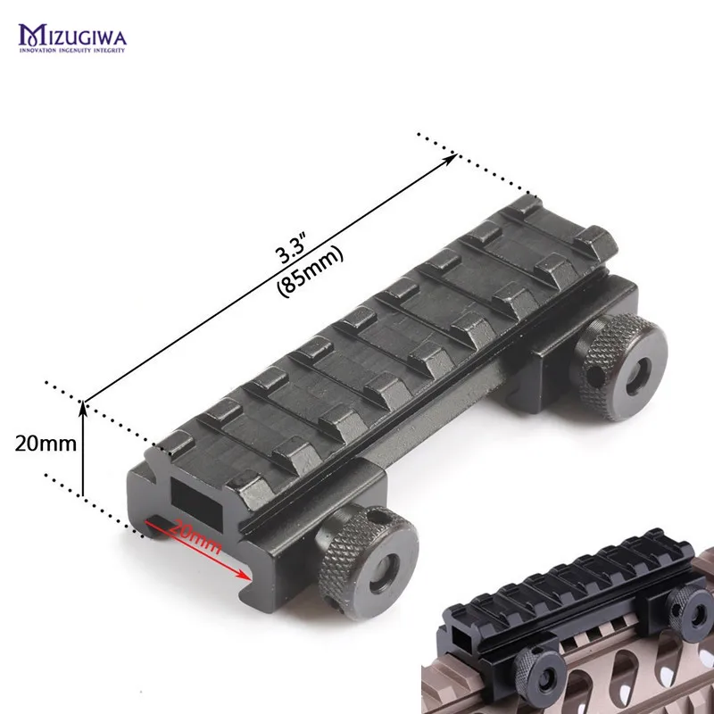 

1/2(0.5)" See-Thru AR Flat-Top High 8 Slot Riser Rail Base with Picatinny Weaver Rail 20mm Airsoft Rifle Scope Mount Hunting