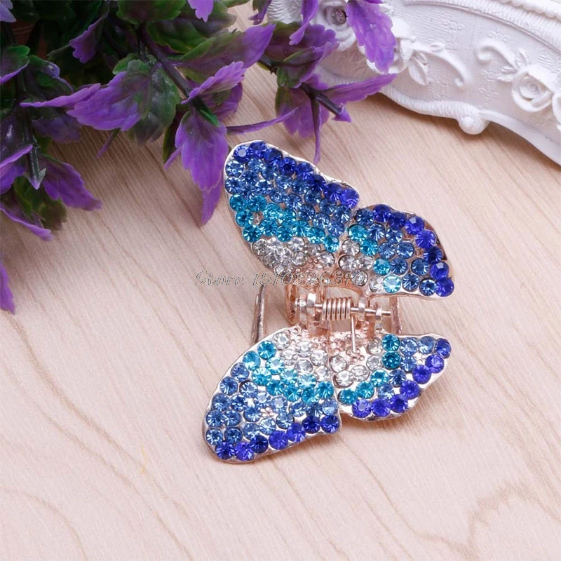 Elegant Women Girl Butterfly Claw Crystal Rhinestone Hair Clip Clamp Hairpin Jaw #Y207E# Hot Sale | Красота и здоровье