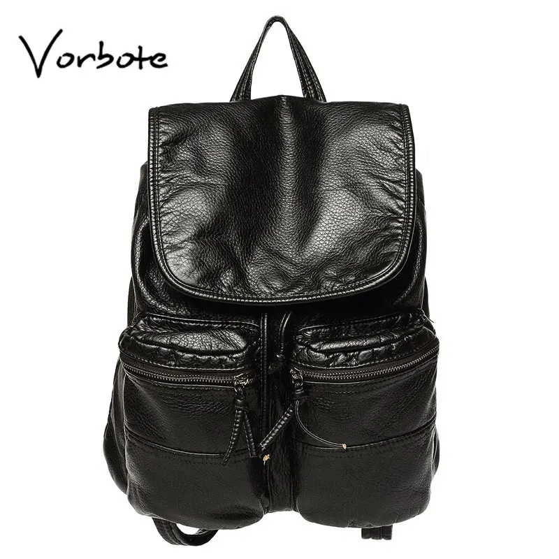 Новый PU Черный Рюкзак Мода Путешествия Обложка Softback Мешок Большой Емкости