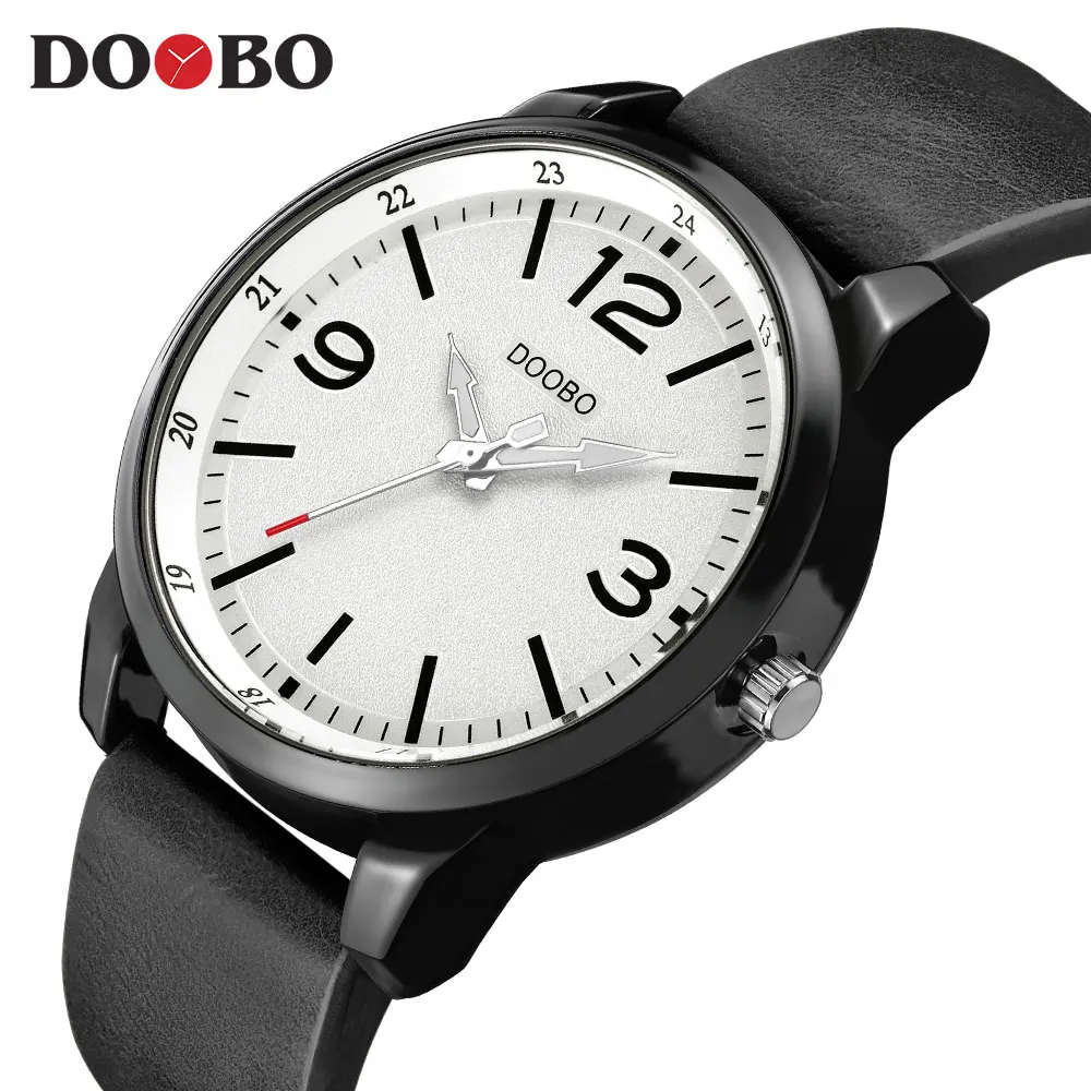 DOOBO мужские часы Топ бренд класса люкс черные модный кожаный ремешок на открытом