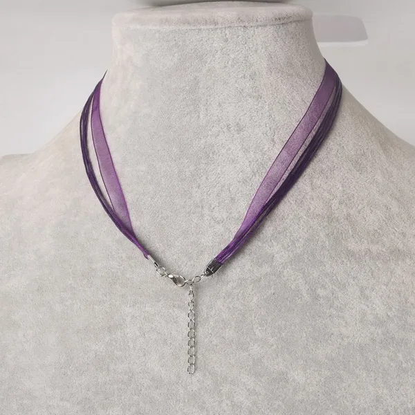 Purple Горячая распродажа 10 шт./лот, регулируемое ожерелье из органзы разных цветов, лента, шнур с застежкой-лобстером для изготовления ювелирных изделий DIY FXR022-01 - Цвет: Purple