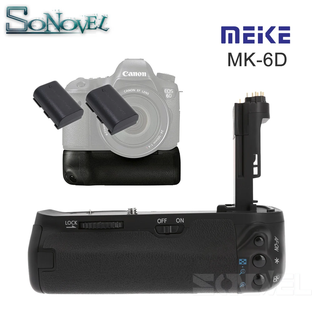 

Meike MK-6D Vertical Battery Grip Holder with 2pcs LP-E6 batteries for Canon EOS 6D Camera DSLR Replace as BG-E13
