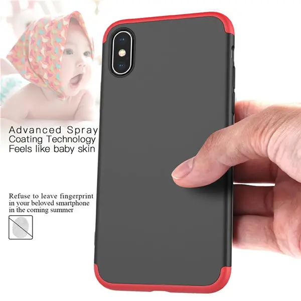 red black Роскошный Жесткий чехол из поликарбоната для iPhone 8 7 6 6s plus X Xs Ma чехол 5 5S Se 360 бампер противоударный чехол для iPhone XR чехол s Защита - Цвет: red black